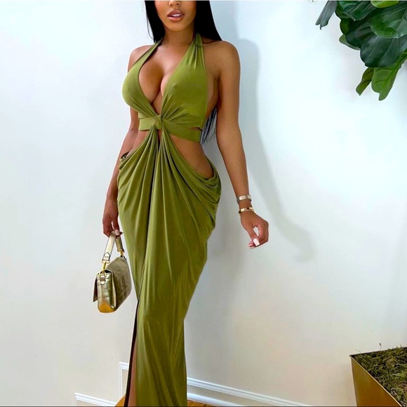 Envy Her Green Cutout Goddess Dress - Picture 4 of 12